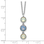 Sterling Silver Rhod-plated Blue and White Crystal With  2in ext Necklace