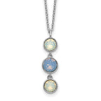 Sterling Silver Rhod-plated Blue and White Crystal With  2in ext Necklace