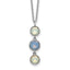 Sterling Silver Rhod-plated Blue and White Crystal With  2in ext Necklace