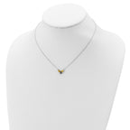Sterling Silver Polished Yellow & Black Enameled Bumblebee with 2 Inch Extension Children's Necklace