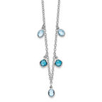 Sterling Silver Rhod-plat London and Sky Blue Topaz With  2in ext. Necklace