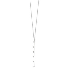 Sterling Silver Rhodium-plated CZ Dangle With  2in ext. Necklace