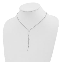 Sterling Silver Rhodium-plated CZ Dangle With  2in ext. Necklace