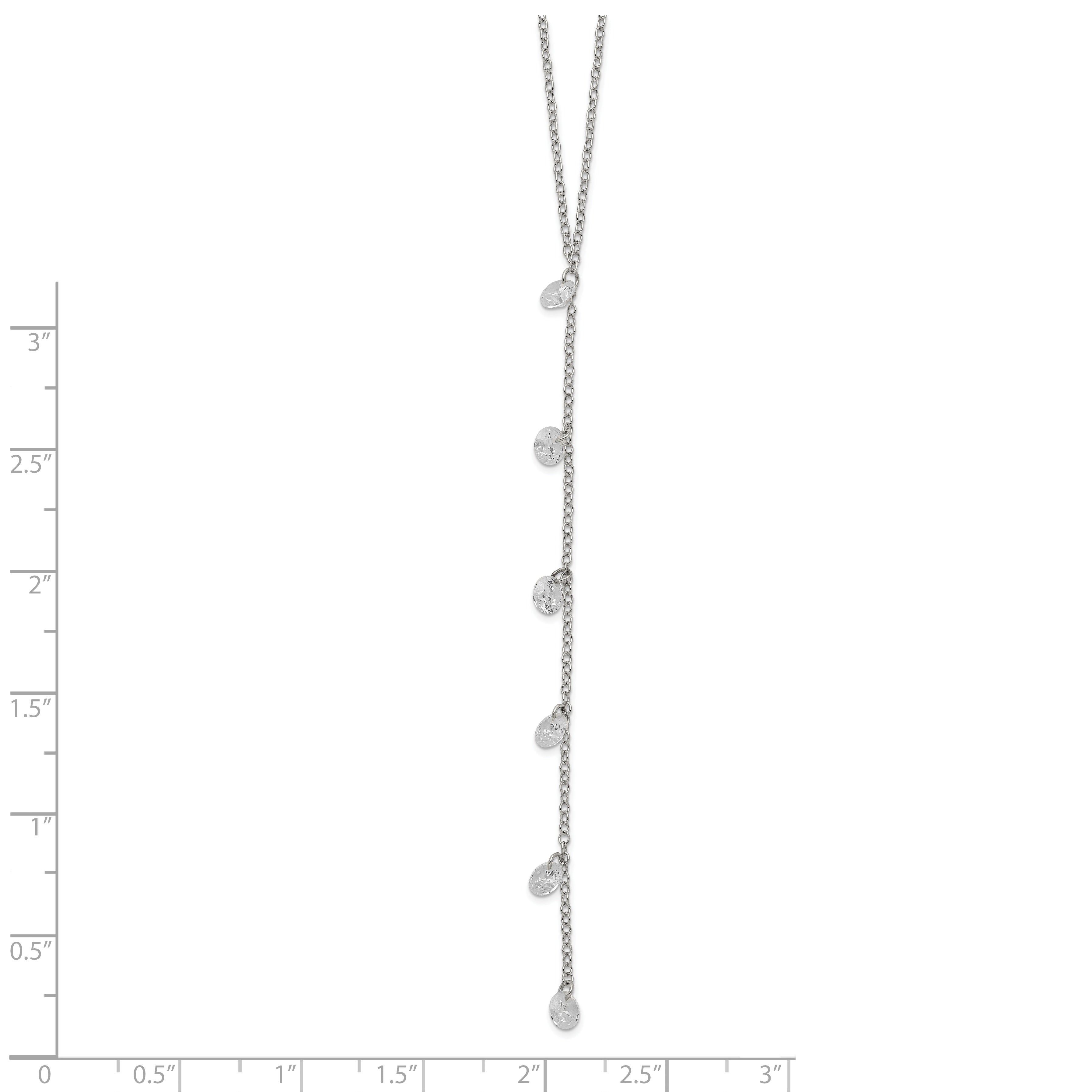 Sterling Silver Rhodium-plated CZ Dangle With  2in ext. Necklace