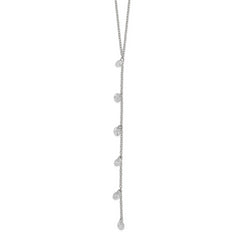 Sterling Silver Rhodium-plated CZ Dangle With  2in ext. Necklace