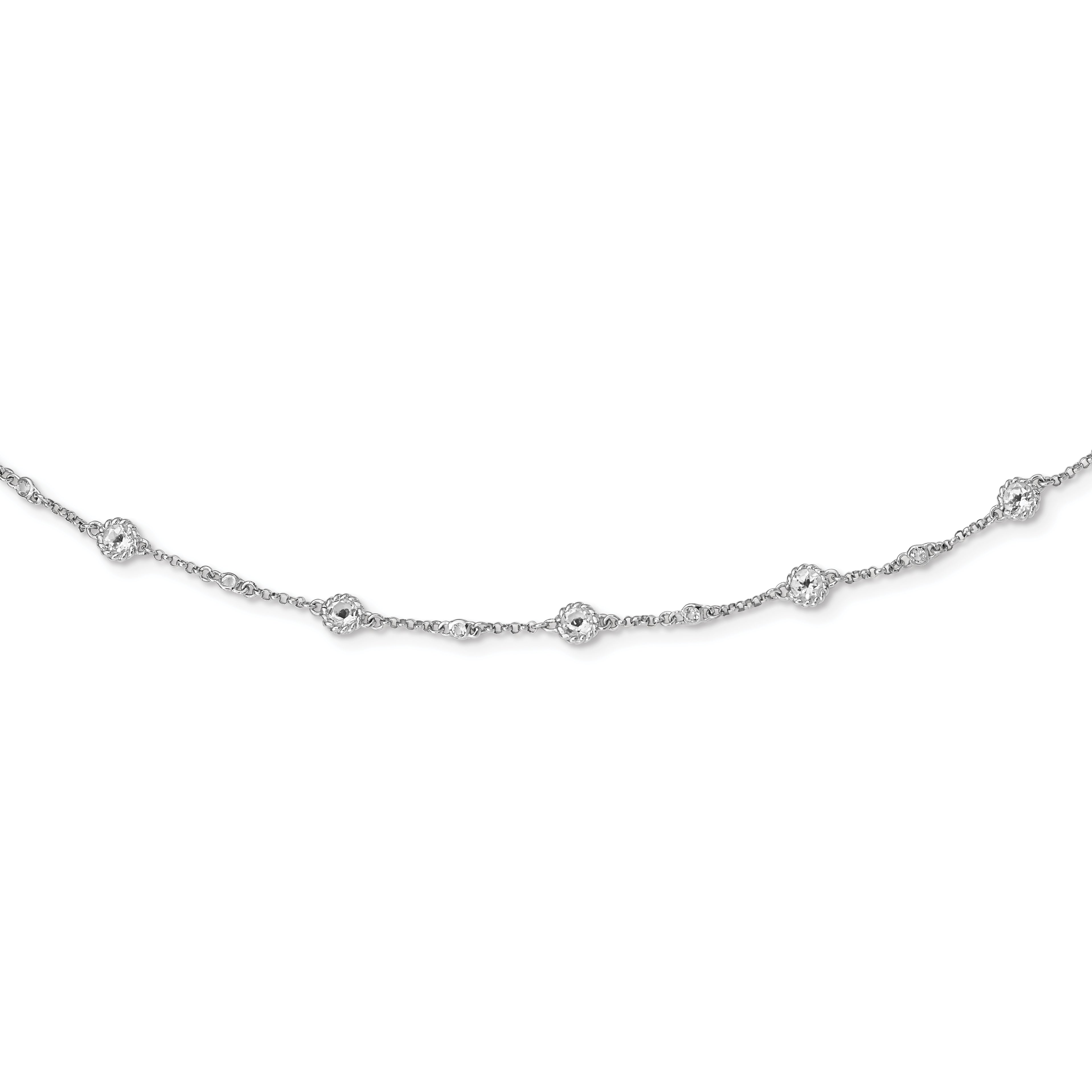 Sterling Silver Rhodium-plated White Topaz Station Necklace Main image
