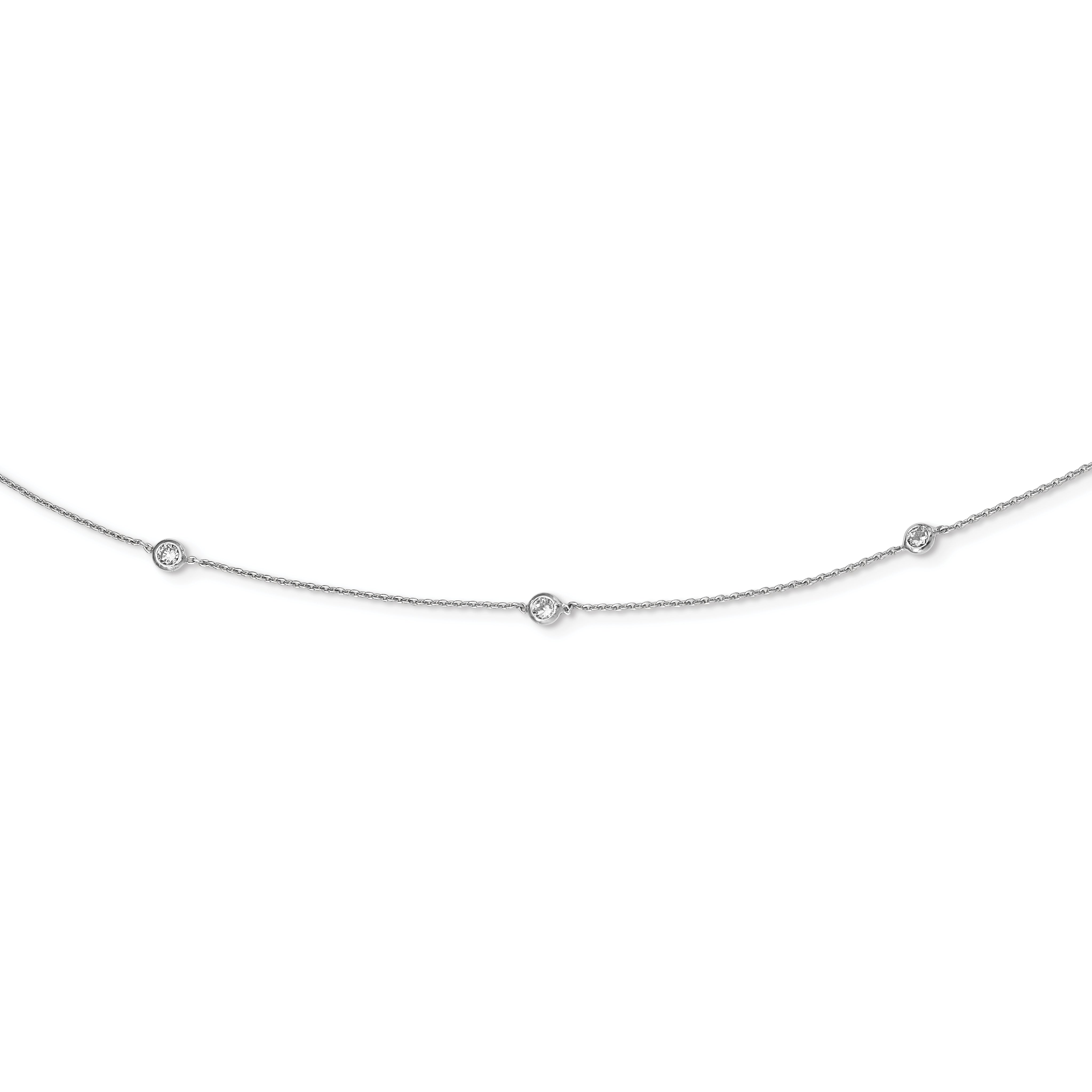 Sterling Silver Rhodium-plated CZ 15-Station Necklace Main image