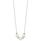 Sterling Silver Rhodium-plated CZ Bead/FWC Pearl With  2in ext. Necklace