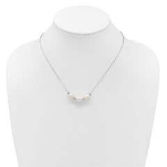 Sterling Silver Rhodium-plated CZ Bead/FWC Pearl With  2in ext. Necklace