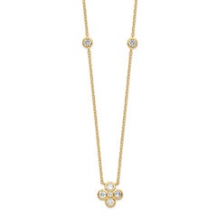 Sterling Silver Gold-plated Polished CZ 18in With 2in ext. Necklace