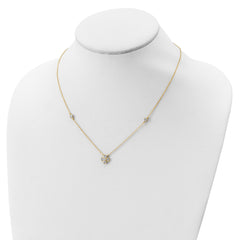 Sterling Silver Gold-plated Polished CZ 18in With 2in ext. Necklace