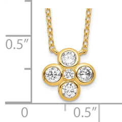 Sterling Silver Gold-plated Polished CZ 18in With 2in ext. Necklace