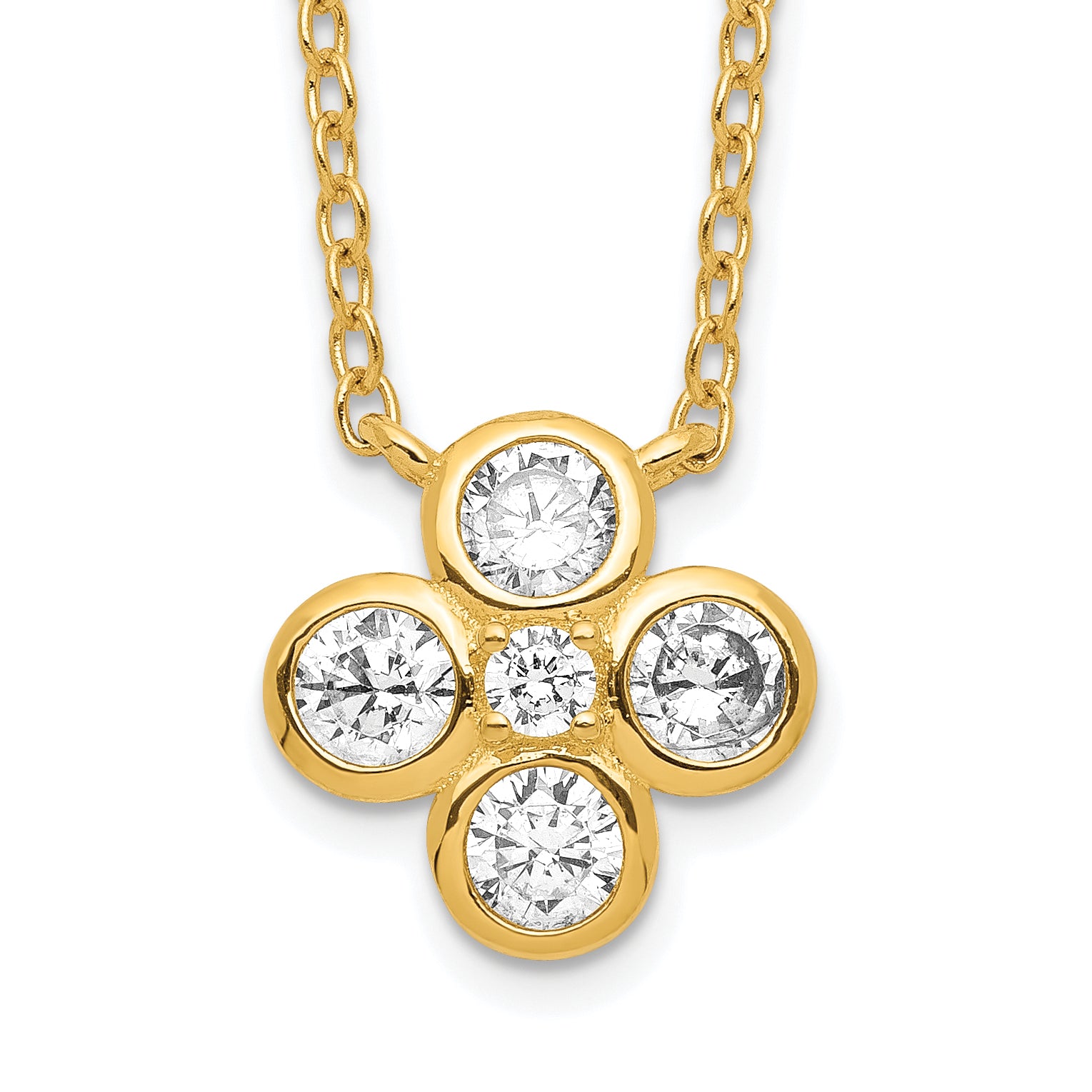 Sterling Silver Gold-plated Polished CZ 18in With 2in ext. Necklace Main image