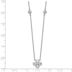 Sterling Silver Rhodium-plated Polished CZ Flower with 2in ext. Necklace