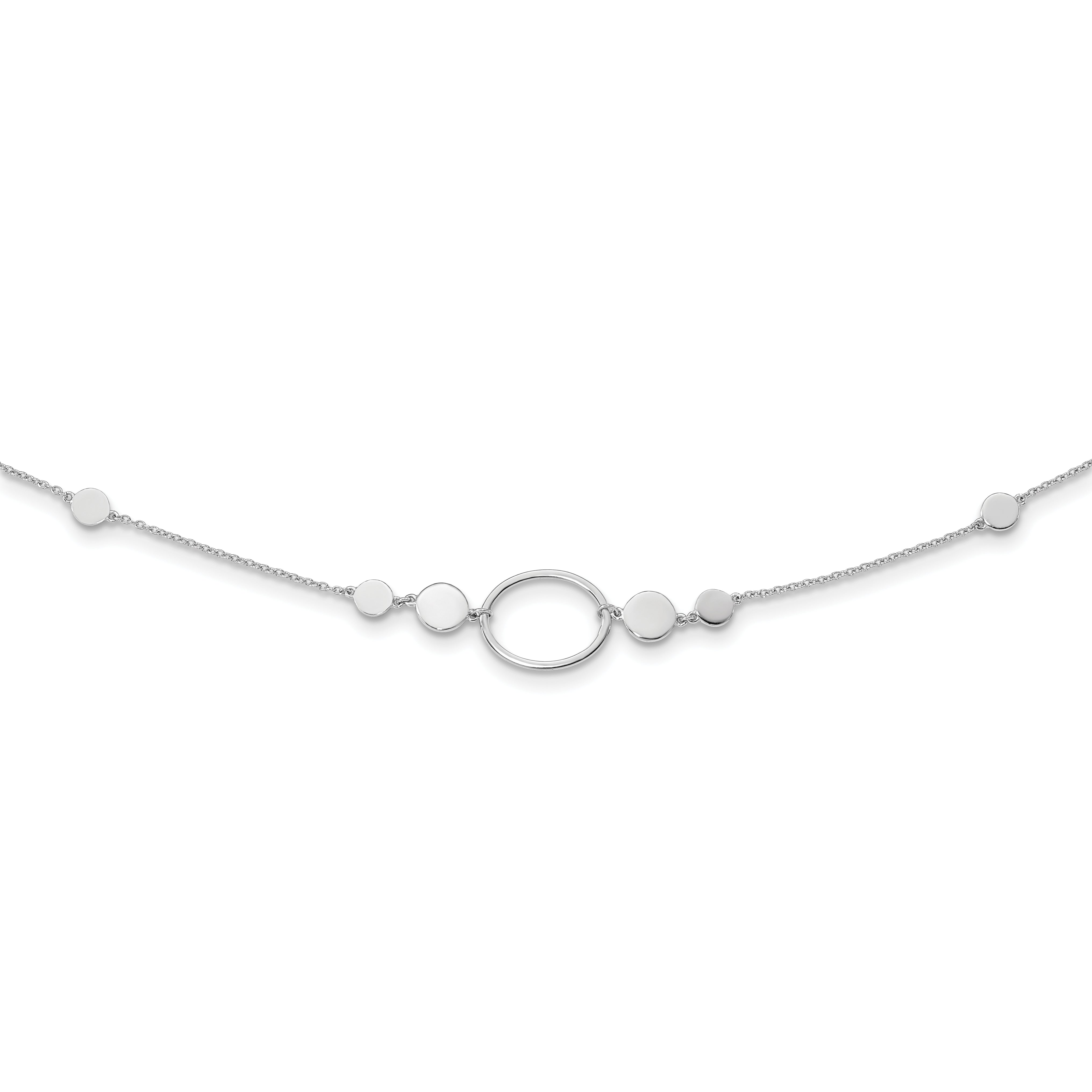 Sterling Silver Rhodium-plated Polished Ovals and Discs Necklace Main image