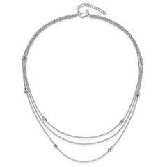 Sterling Silver Rhodium-plated Love Knot Multi-Strand With 2in ext Necklace