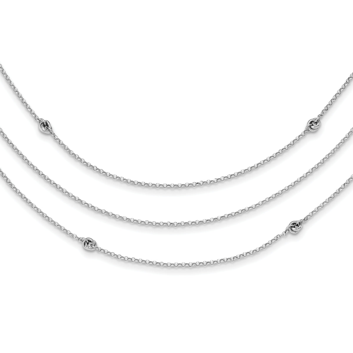 Sterling Silver Rhodium-plated Love Knot Multi-Strand With 2in ext Necklace