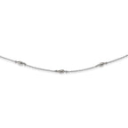 Sterling Silver Rhodium-plated Diamond-cut Oval Beads With 3in ext Choker