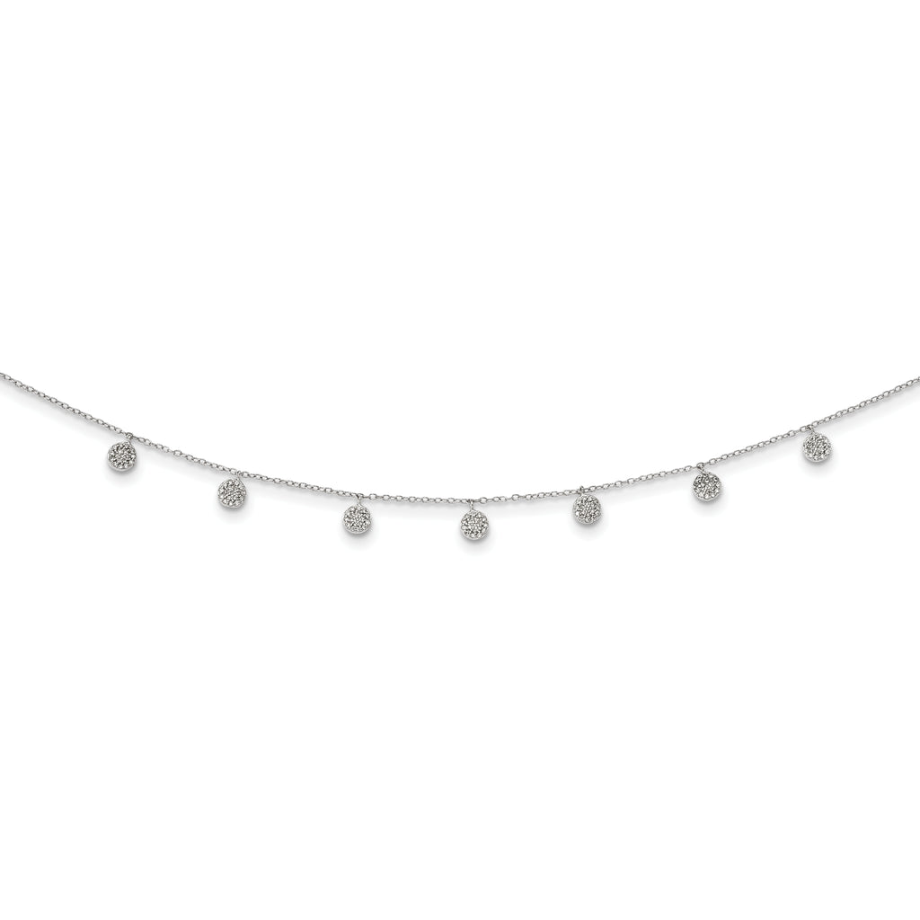 Sterling Silver Rhodium-plated CZ With  4in ext. Choker