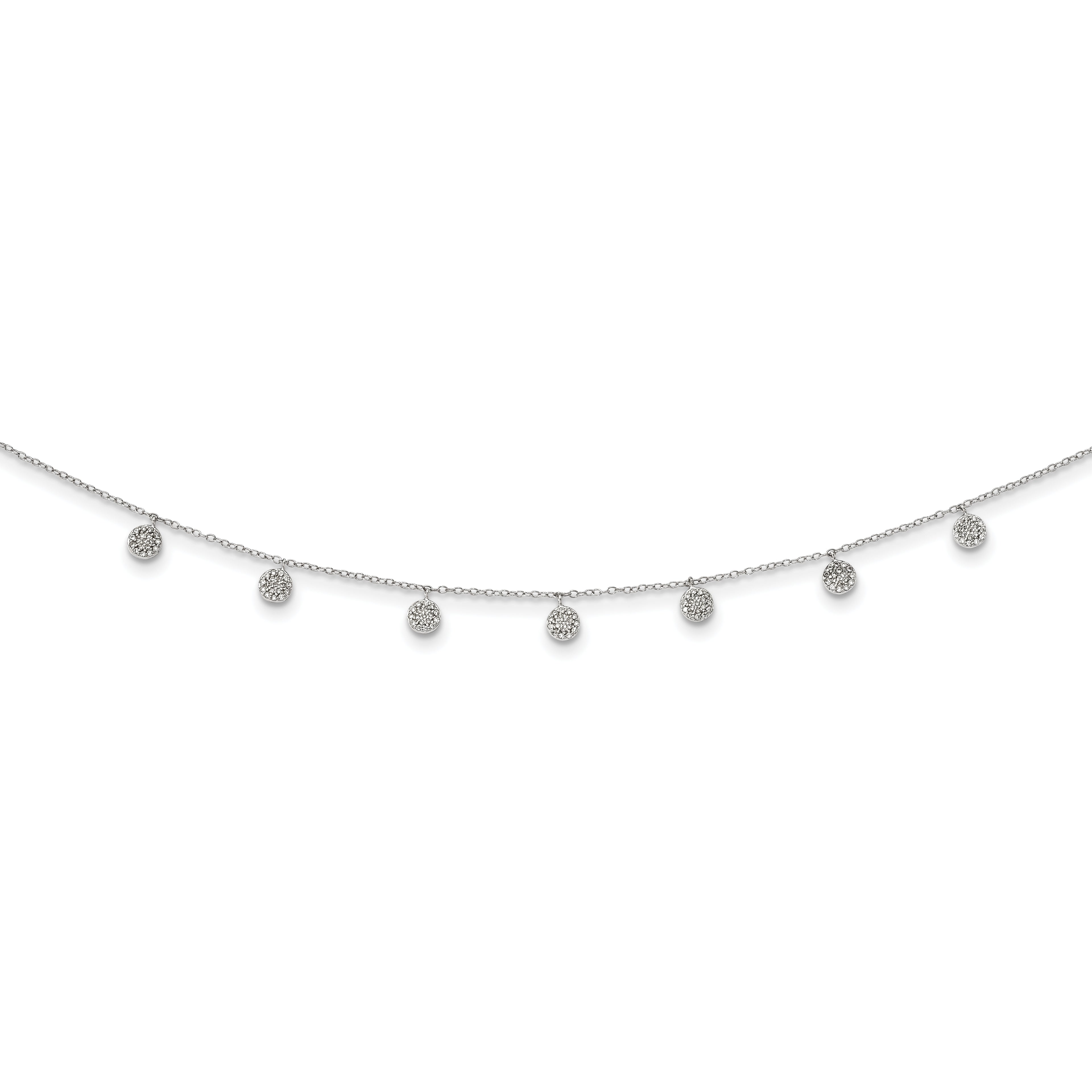 Sterling Silver Rhodium-plated CZ With  4in ext. Choker