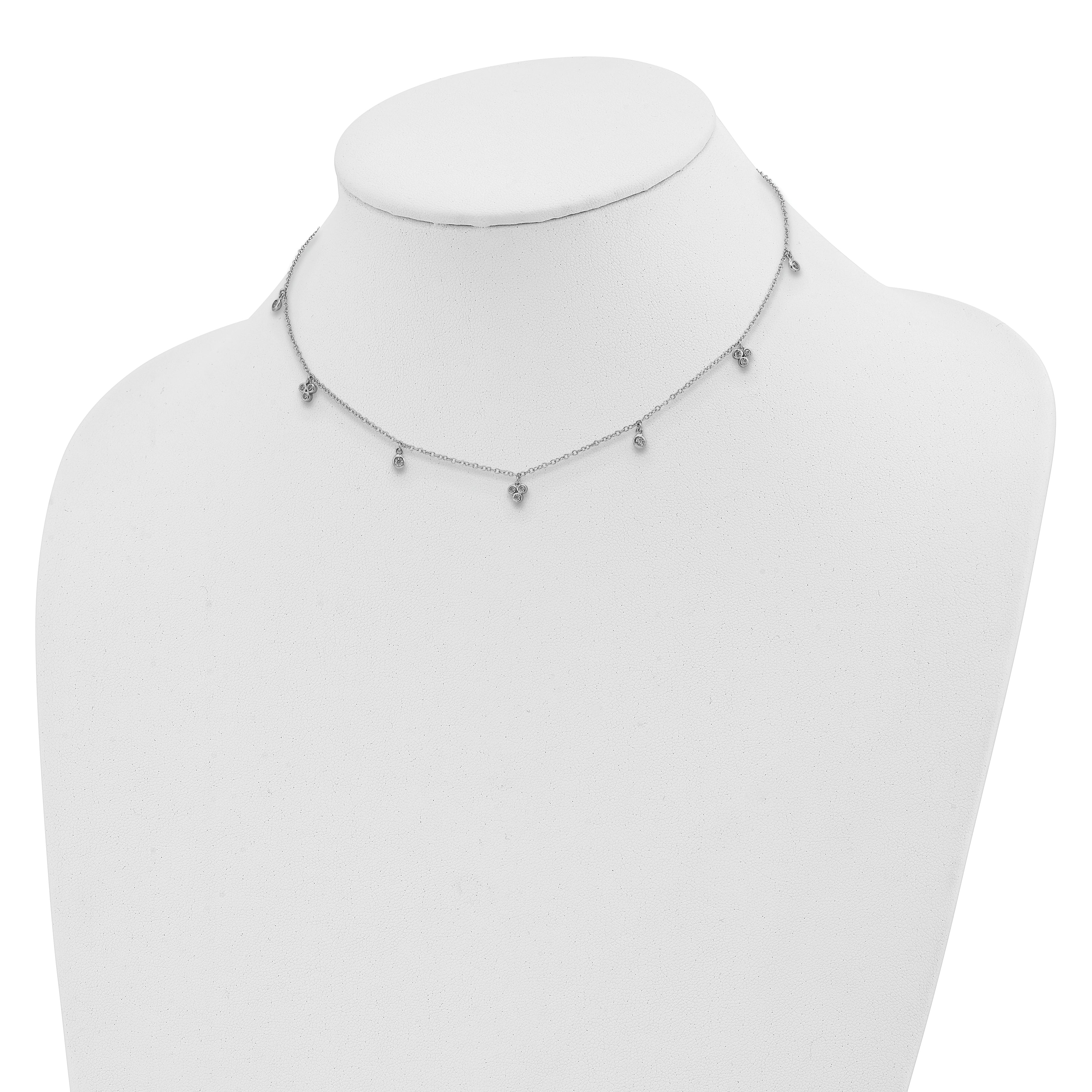 Sterling Silver Rhodium-plated CZ 12.5in With 2in ext Choker Necklace Secondary image