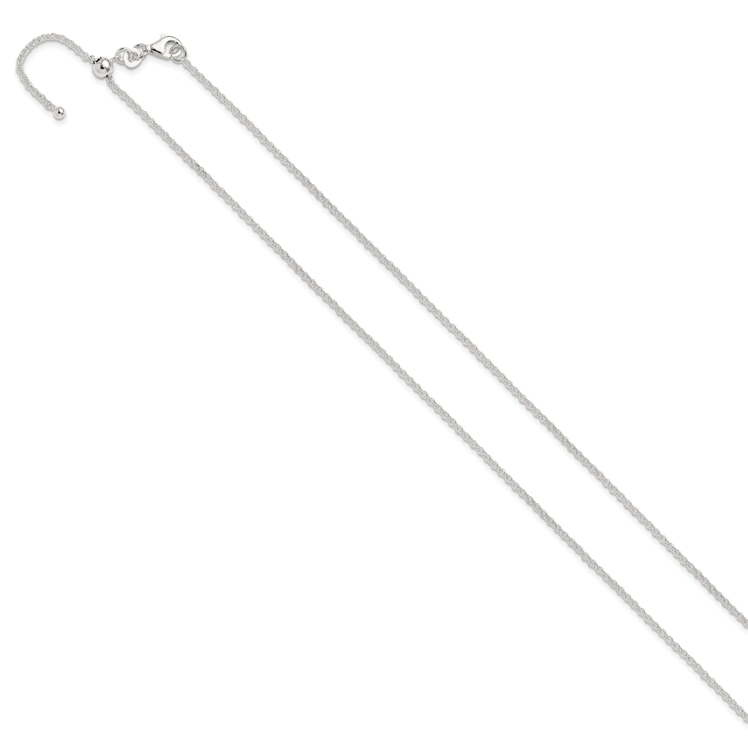 Sterling Silver Polished Adjustable Necklace