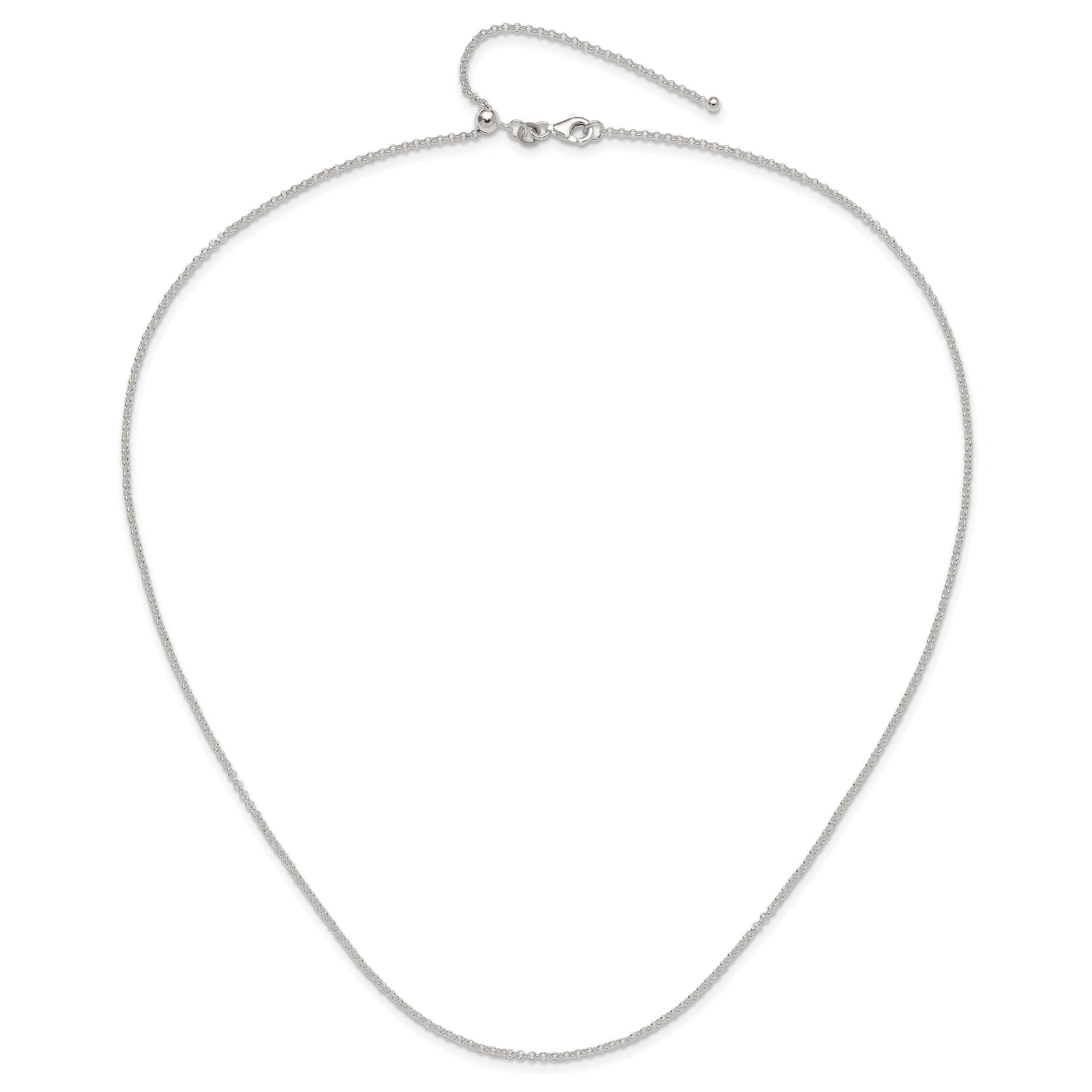 Sterling Silver Polished Adjustable Necklace