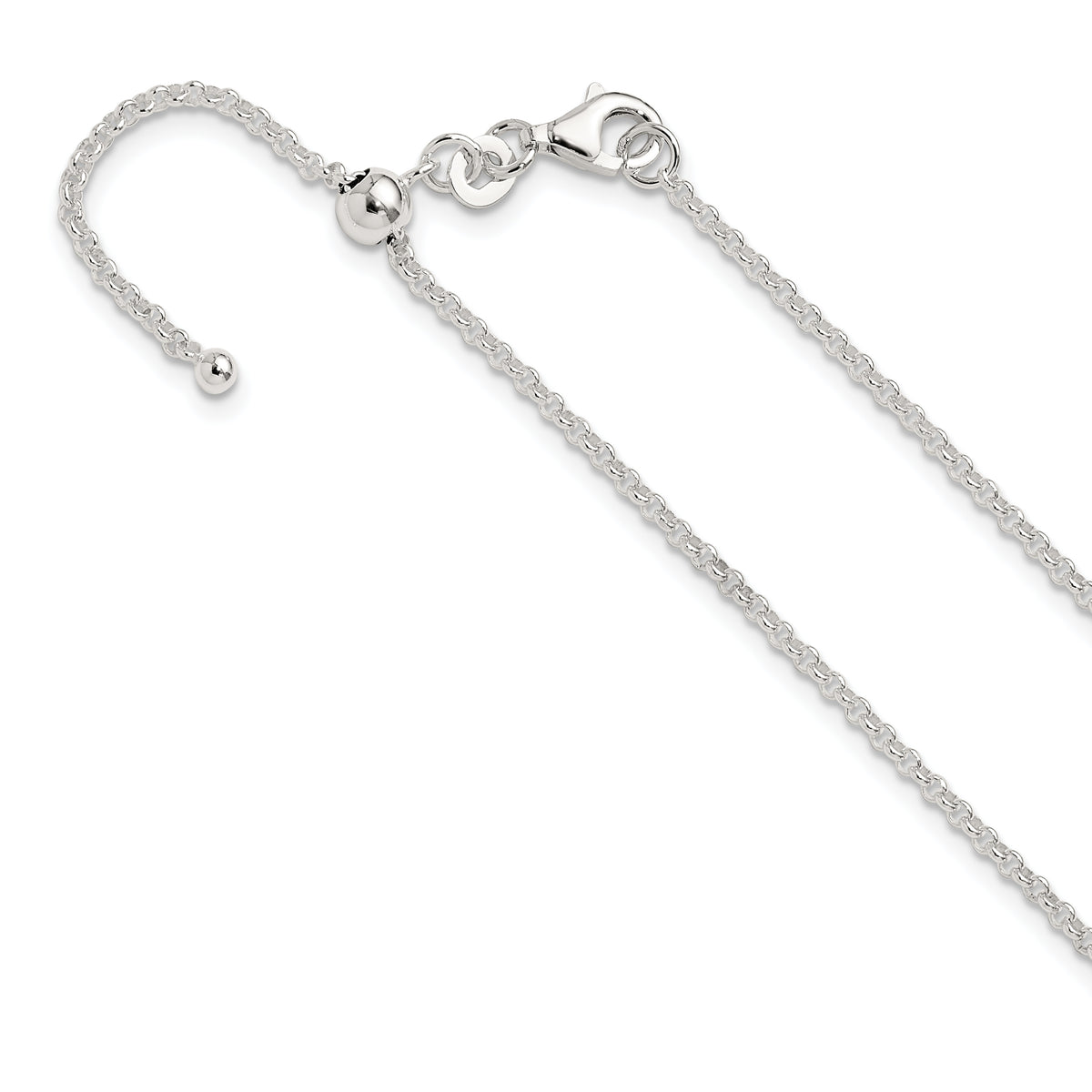 Sterling Silver Polished Adjustable Necklace