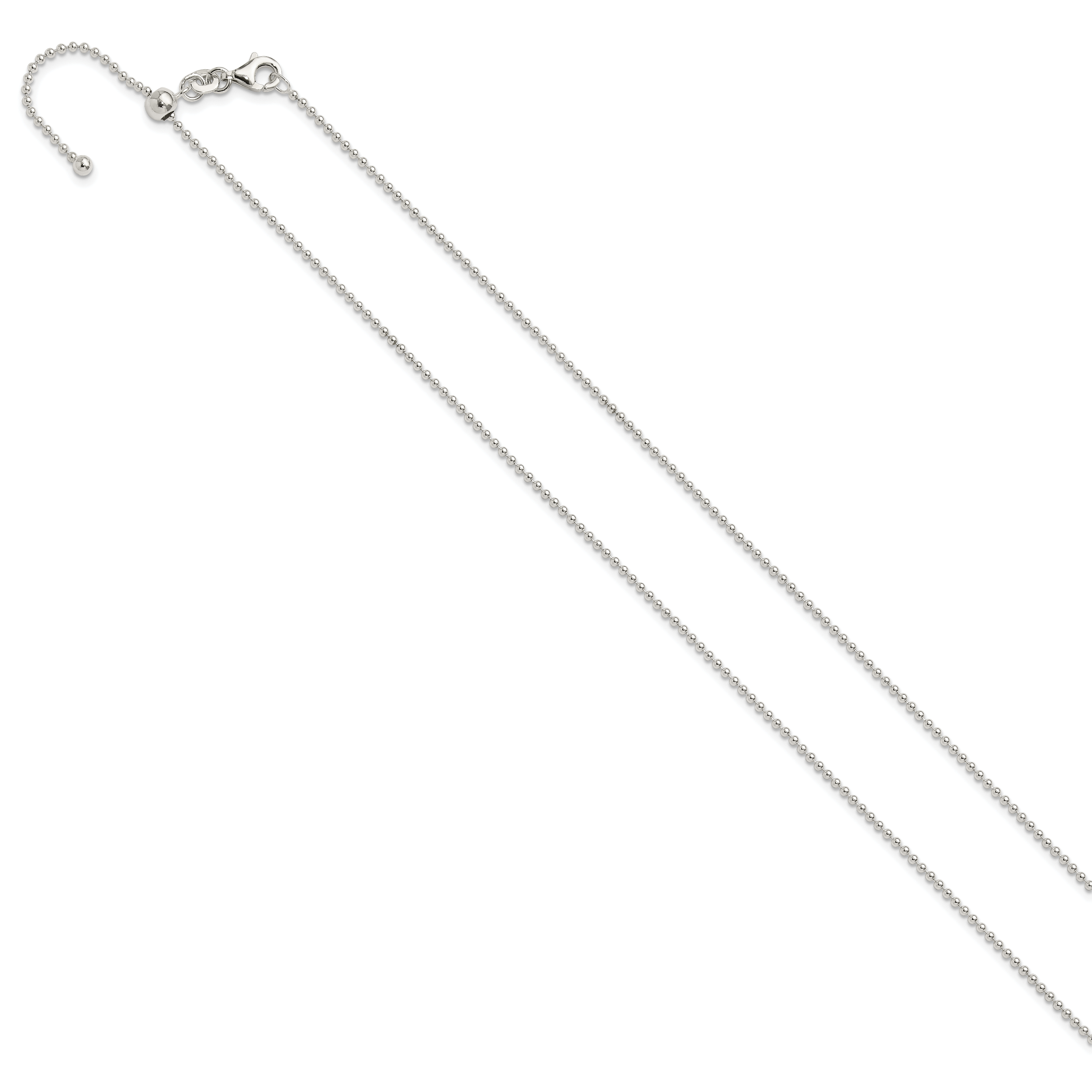 Sterling Silver Polished Beaded Adjustable Necklace Secondary image