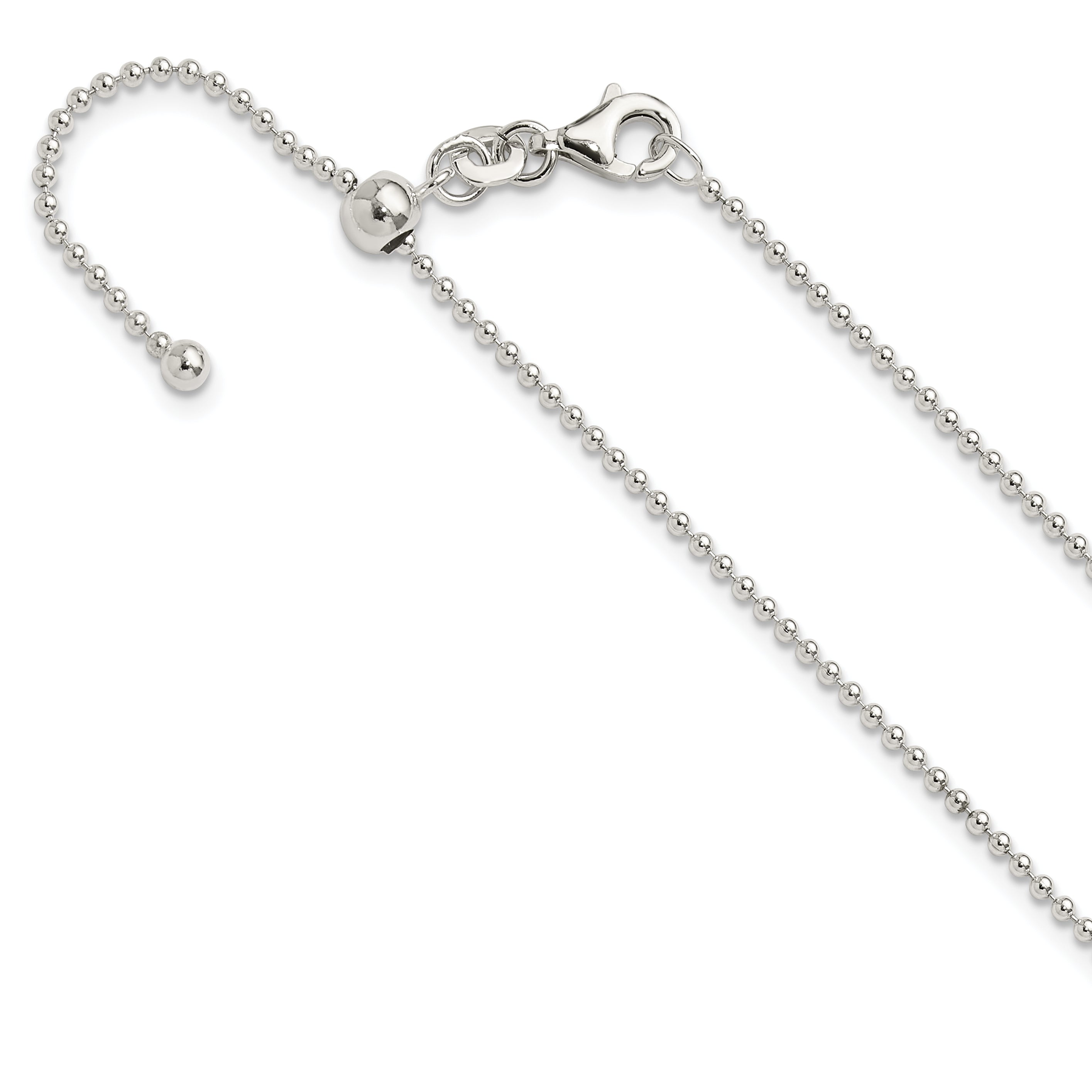 Sterling Silver Polished Beaded Adjustable Necklace Main image