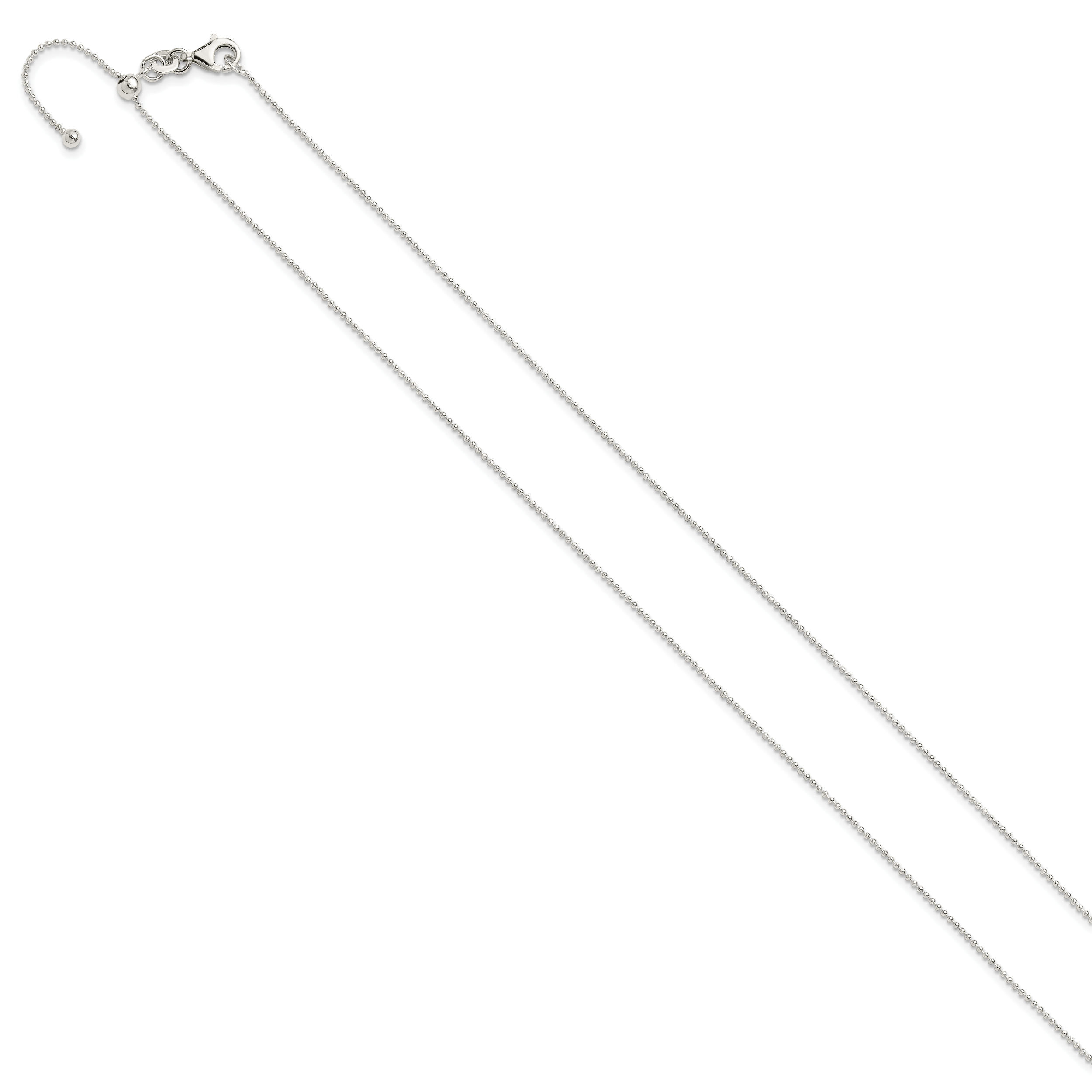 Sterling Silver Polished Beaded Adjustable Necklace Secondary image