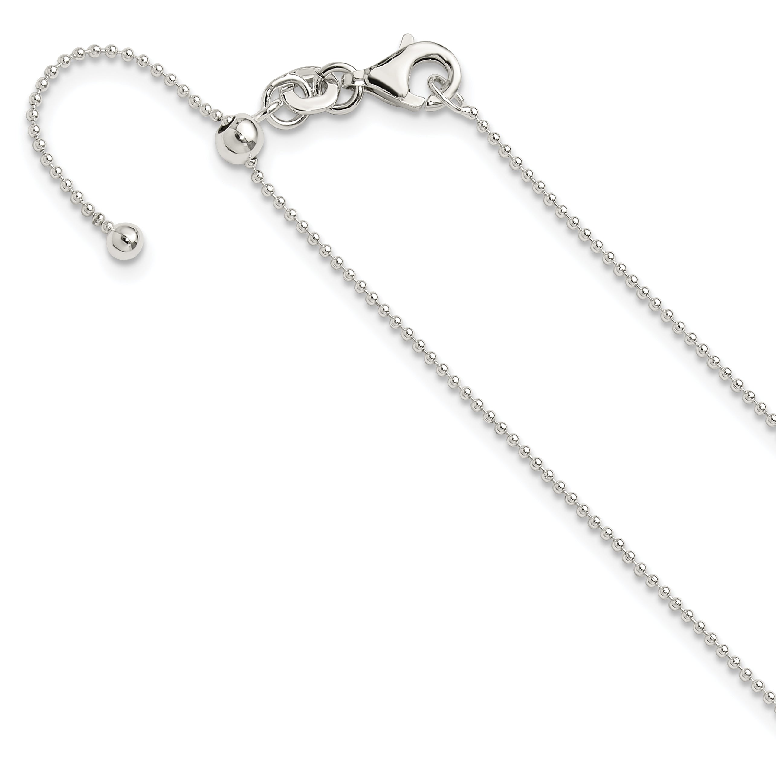 Sterling Silver Polished Beaded Adjustable Necklace Main image