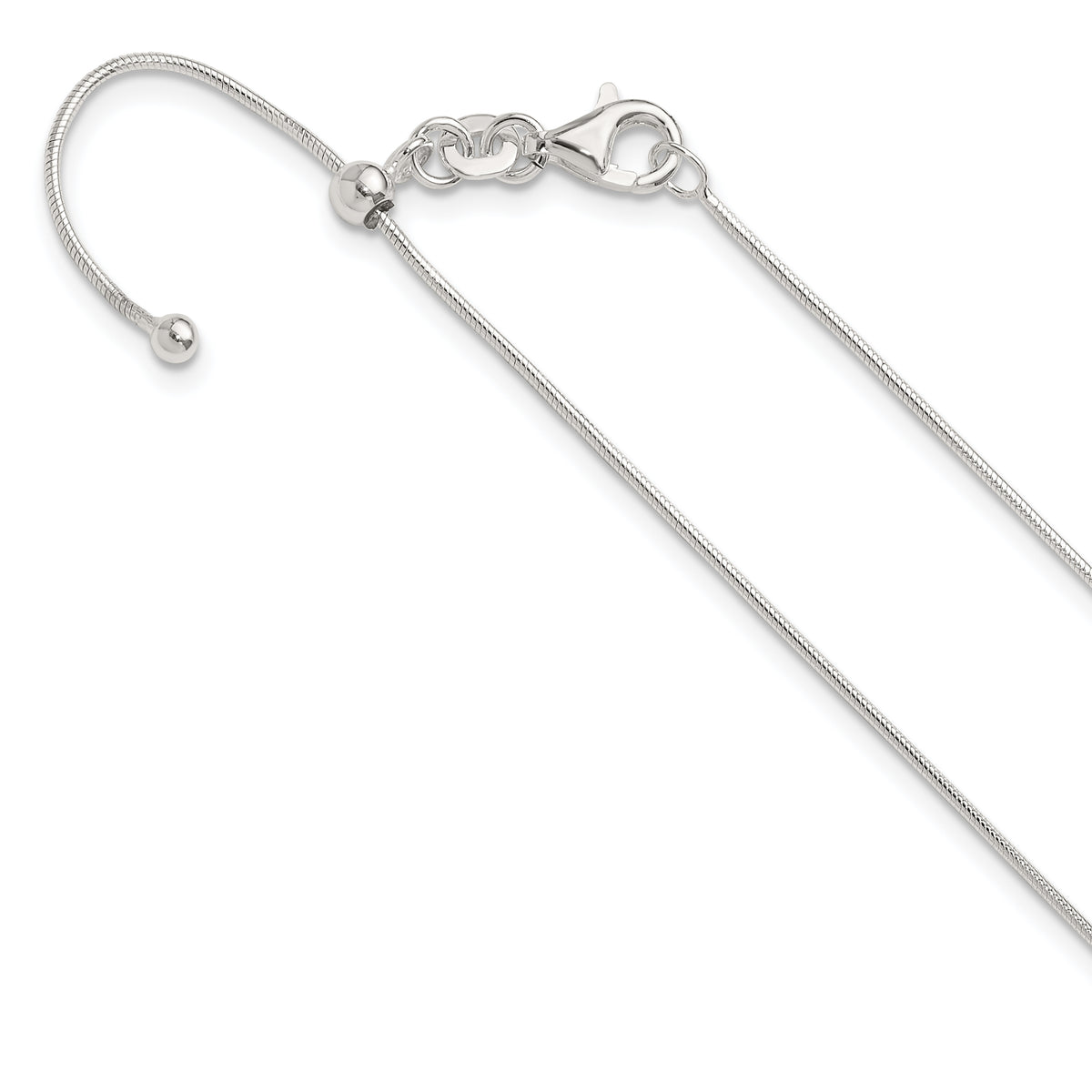 Sterling Silver Polished Adjustable Necklace