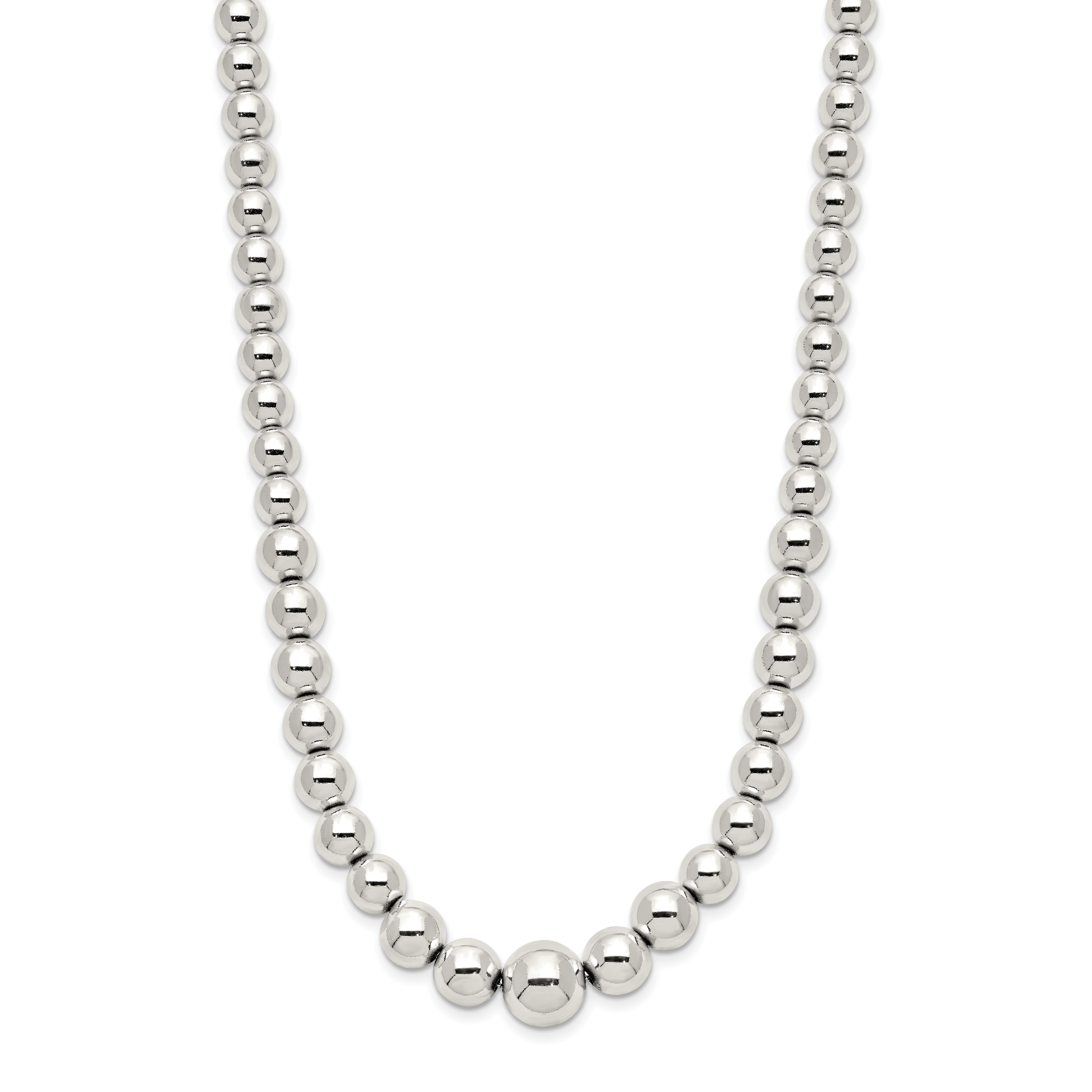 Sterling Silver Polished Beaded Necklace Secondary image