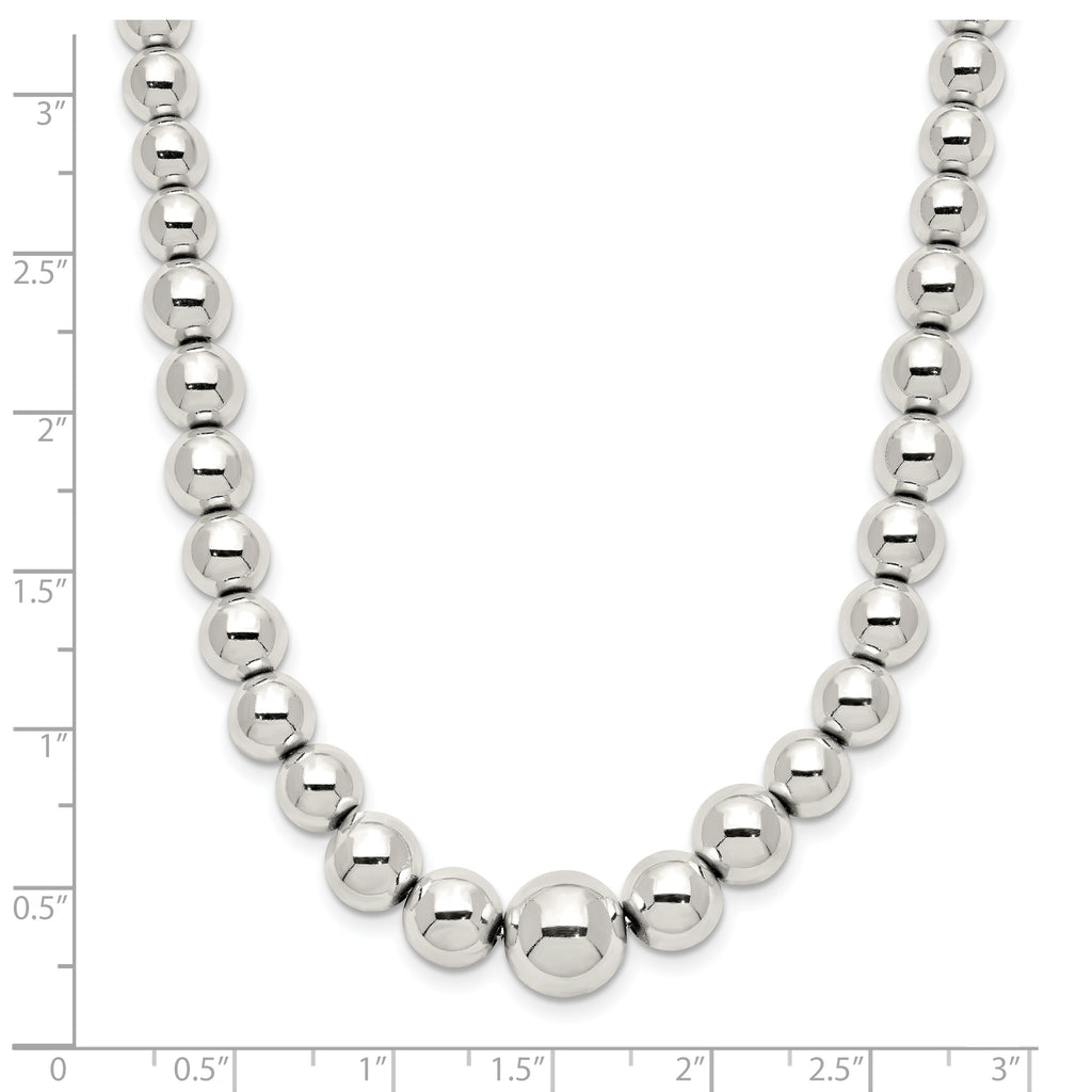 Sterling Silver Polished Beaded Necklace
