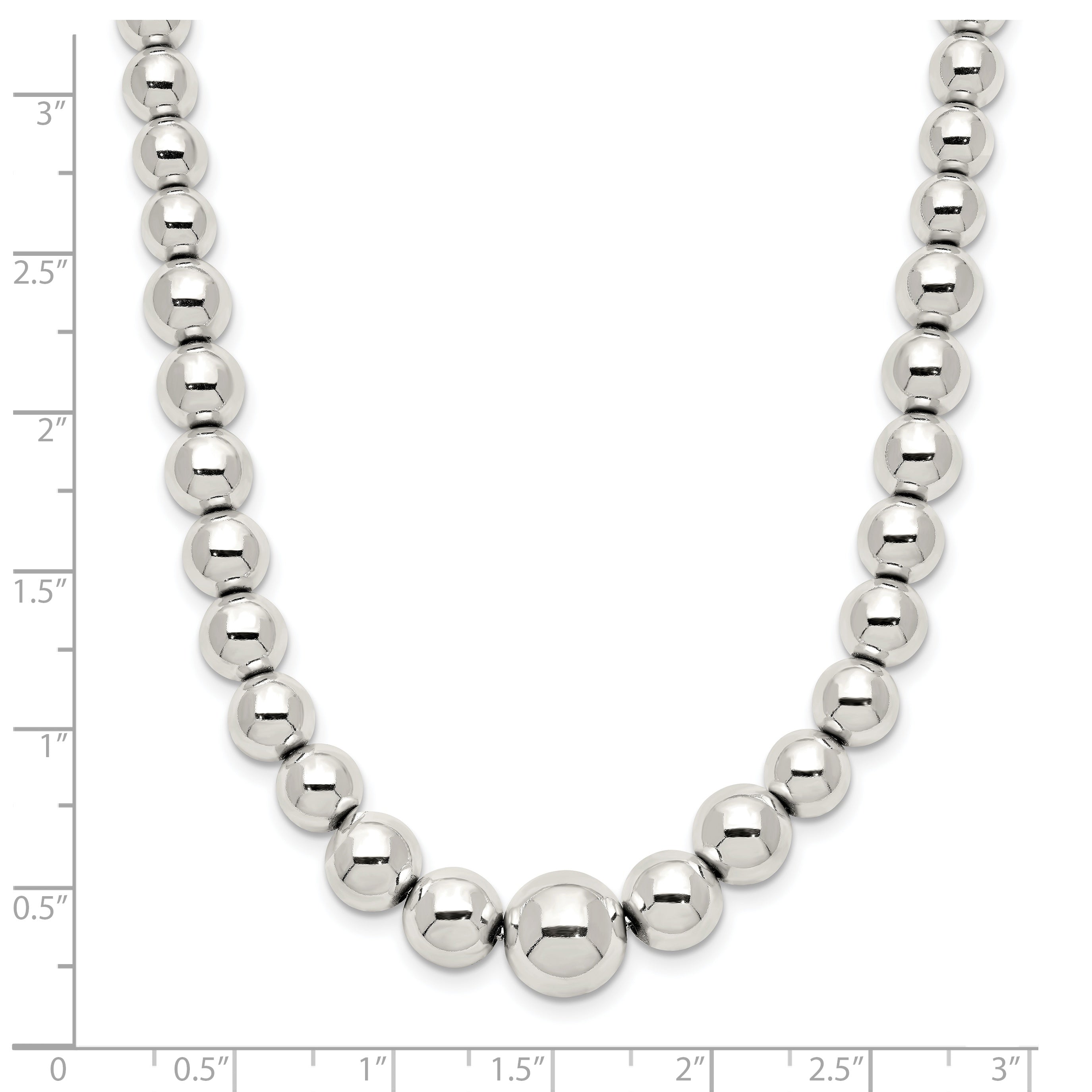 Sterling Silver Polished Beaded Necklace