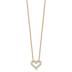 Sterling Silver Gold-tone CZ Heart With  2in ext. Necklace