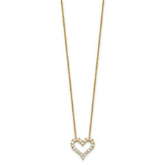 Sterling Silver Gold-tone CZ Heart With  2in ext. Necklace
