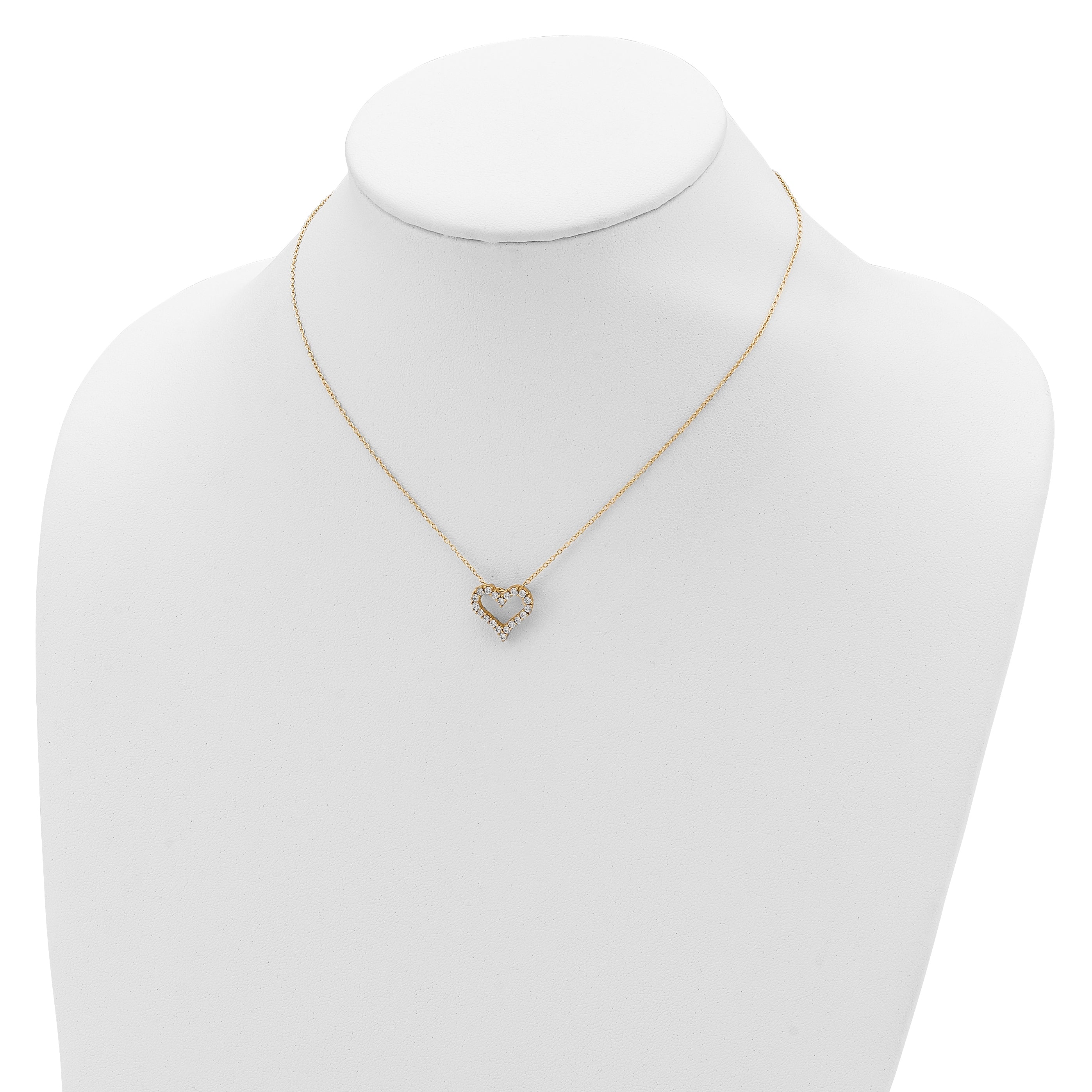 Sterling Silver Gold-tone CZ Heart With  2in ext. Necklace