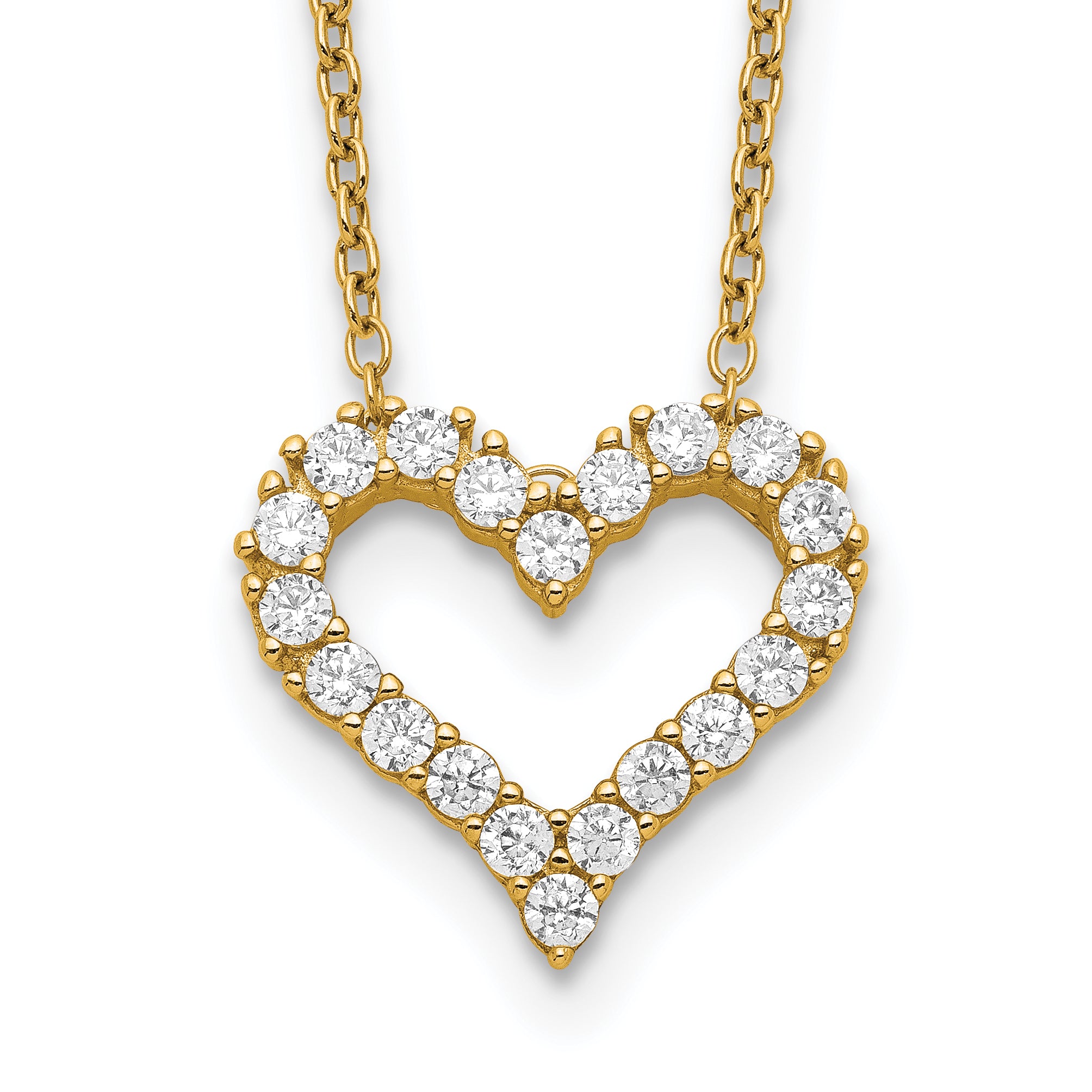 Sterling Silver Gold-tone CZ Heart With  2in ext. Necklace Main image