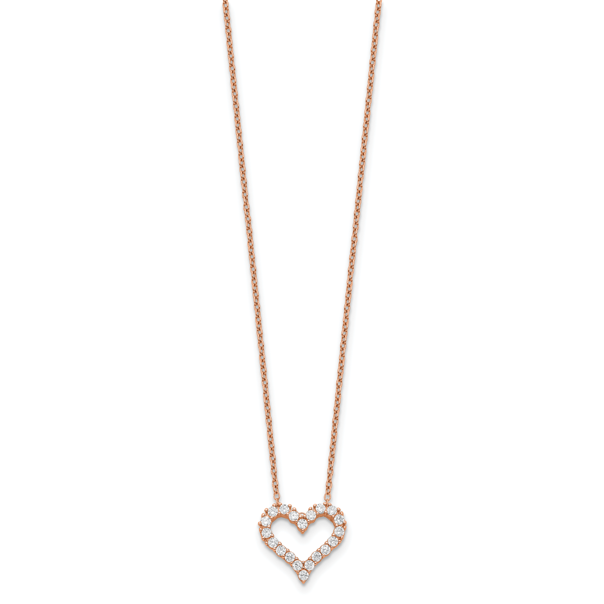 Sterling Silver Rose-tone CZ Heart With  2in ext. Necklace Secondary image