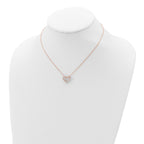 Sterling Silver Rose-tone CZ Heart With  2in ext. Necklace