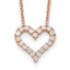Sterling Silver Rose-tone CZ Heart With  2in ext. Necklace