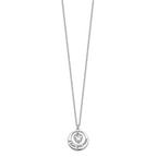 Sterling Silver Rhodium-plated I LOVE YOU MOM with CZ Heart Dangle 15 inch Necklace with 2 inch extension