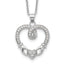 Sterling Silver Rhod-plated Claddagh Heart CZ  With  1 in ext.Necklace