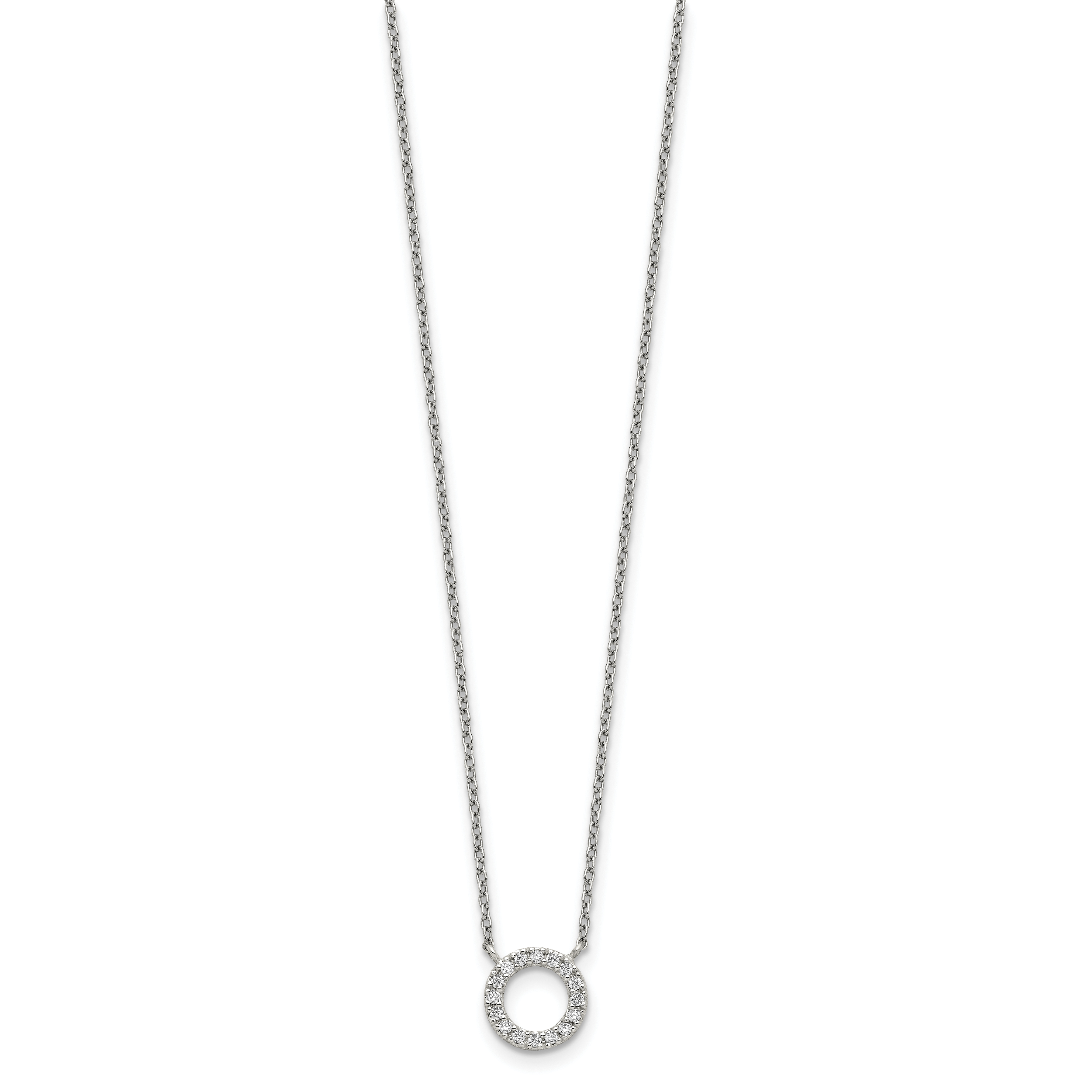 Sterling Silver CZ Circle Necklace Secondary image