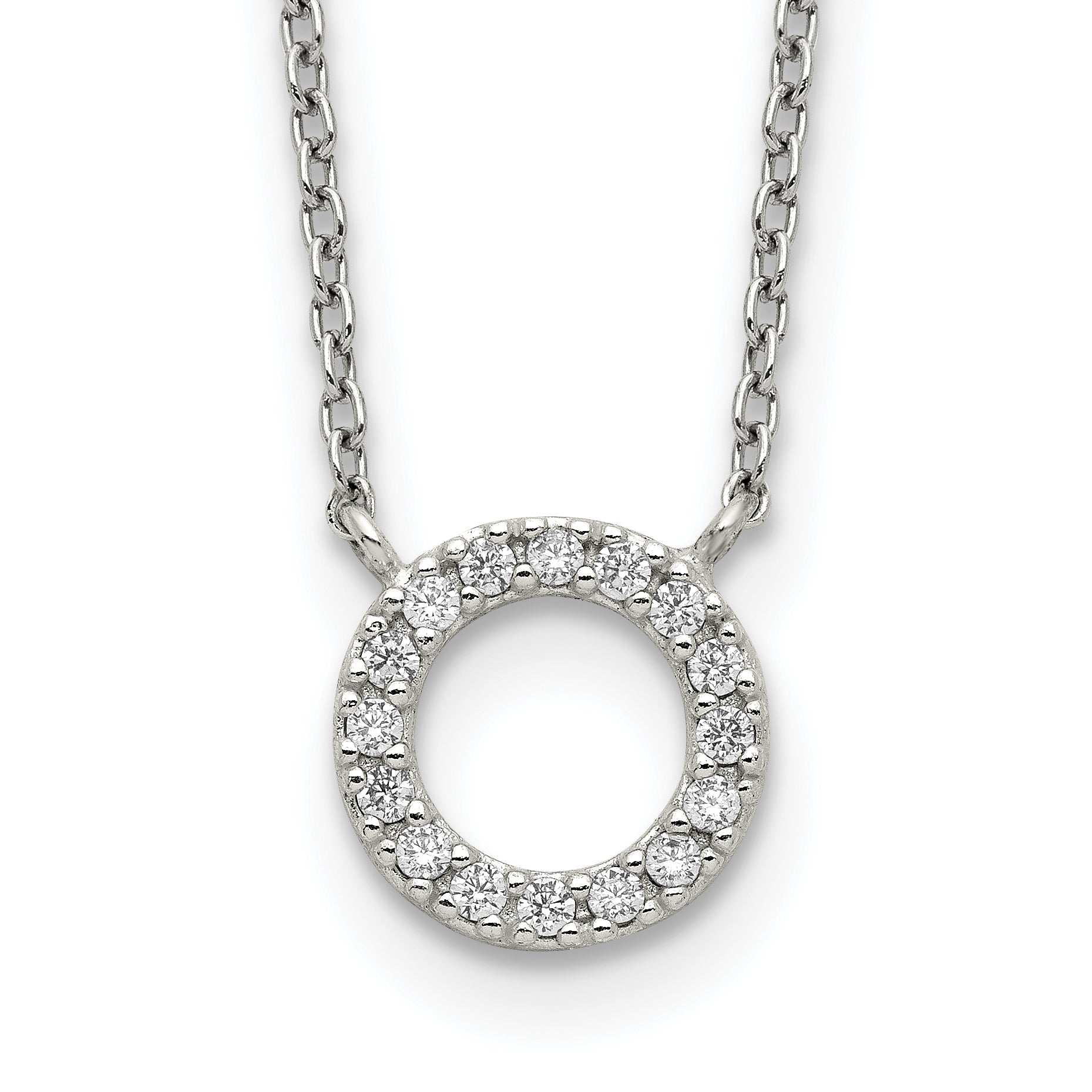 Sterling Silver CZ Circle Necklace Main image