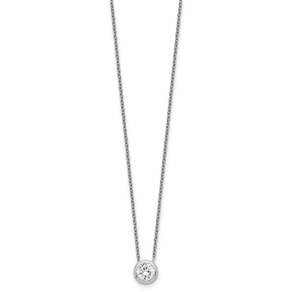 Sterling Silver Bezel 8mm CZ Necklace