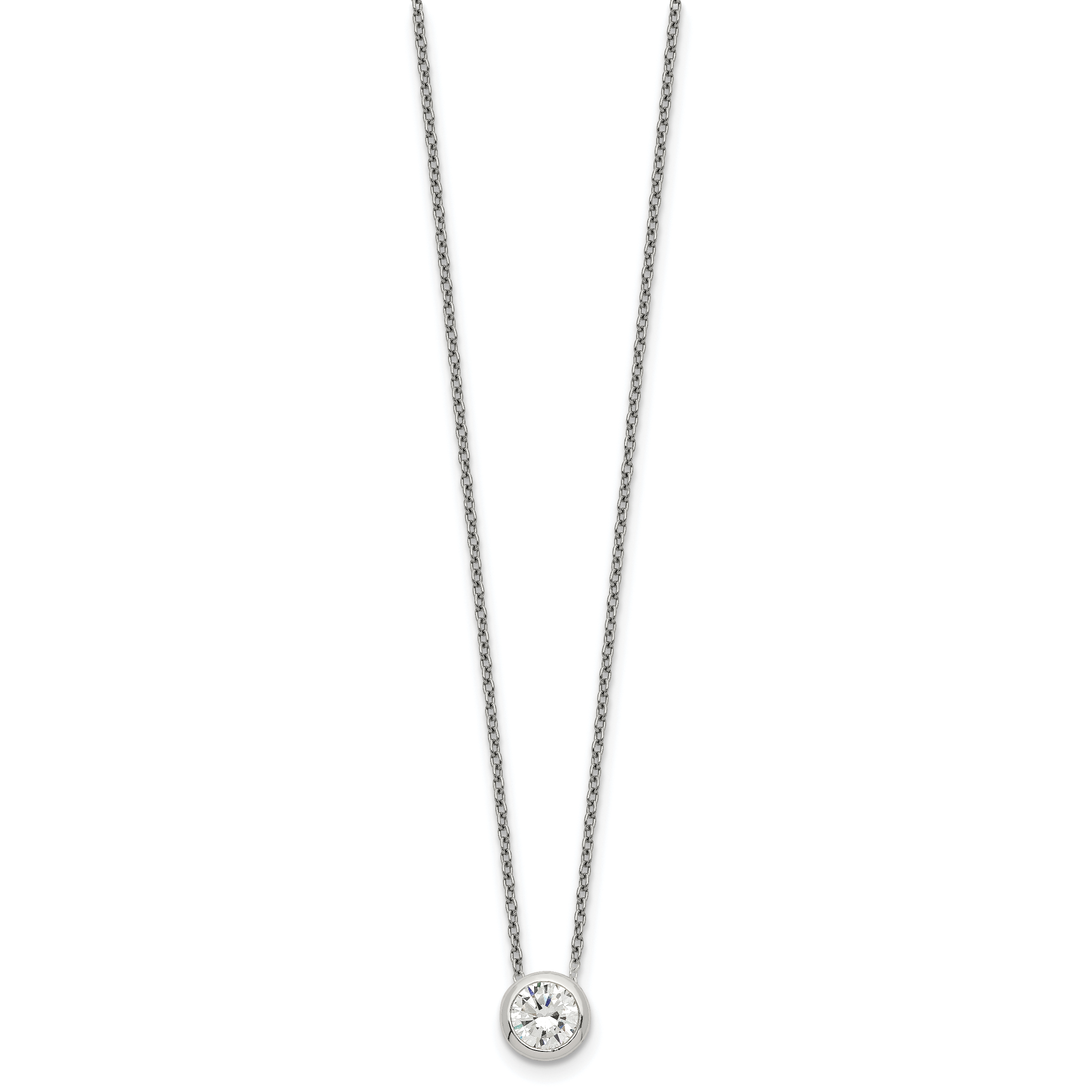 Sterling Silver Bezel 8mm CZ Necklace