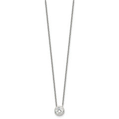Sterling Silver Bezel 8mm CZ Necklace